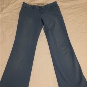 Light blue flare khaki material pants